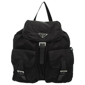 PRADA Two Pocket Tessuto Backpack Rucksack Daybag Black